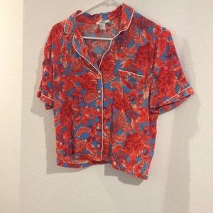 Floral/tropical patterned pajama top